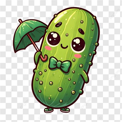 Cute Pickle Character With Umbrella, Cute, Pickle, Cartoon PNG ...