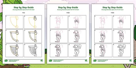 Fee! Fi! Fo! Fum! Step by Step Drawing Characters Worksheet