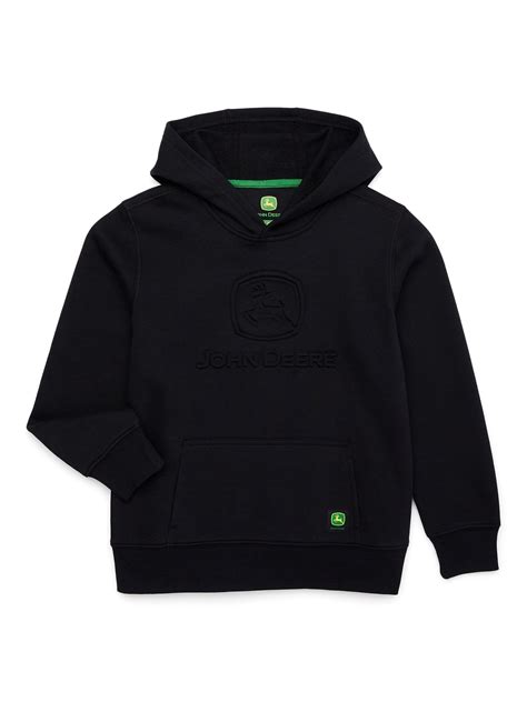 John Deere Boy's Embossed Fleece Graphic Pullover Hoodie, Black, Sizes ...