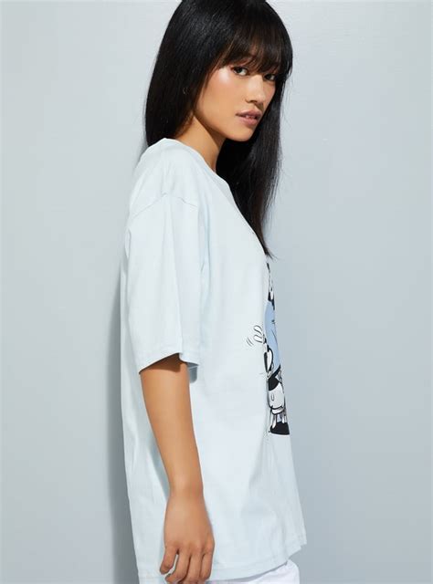 Buy URB_N Women Oversized Mickey Mouse Print T-shirt Online at just Rs ...