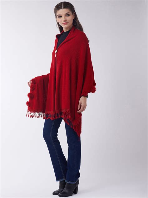 Red Faux Fur Cape - InWeave