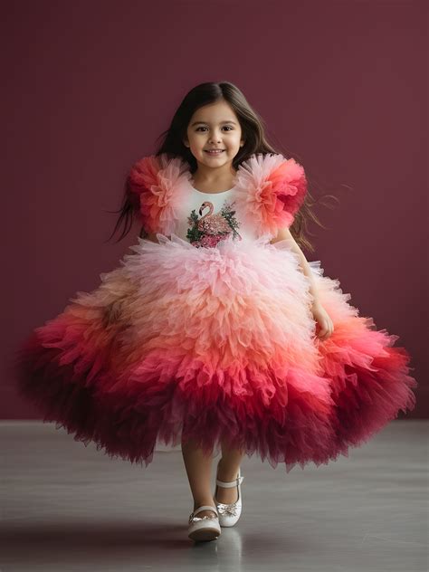 Flamingo Blush Dream Ombre Princess Gown
