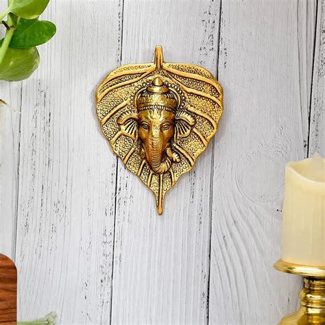 Buy SRIJANKALA Ganesh Wall Hanging Statue Metal Lord Ganesha on Golden ...