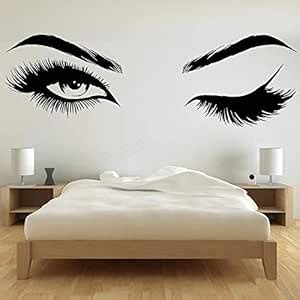 Buy GADGETS WRAP Wall Decal for Bedroom Eyelashes Wink Window Stickers ...
