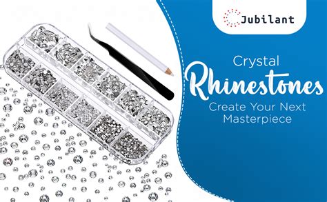 Jubilant 2000 Pieces Flat Back Gems Round Crystal Rhinestones 6 Sizes ...