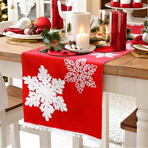 Amazon.com: OurWarm Christmas Table Runner 72 Inches Long, Red Table ...