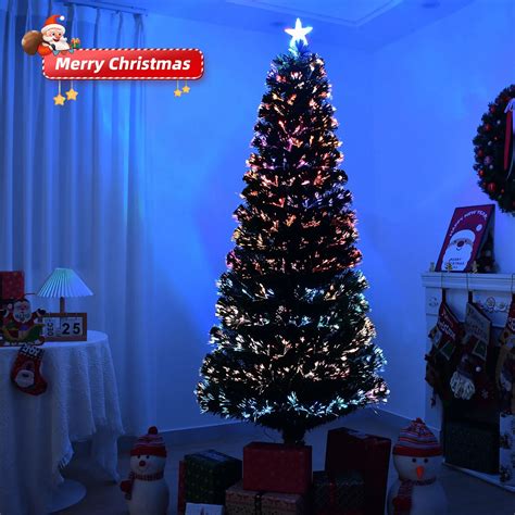 6 Ft Pre-Lit Artificial Christmas Tree Fiber Optic With Multi-Color LED ...