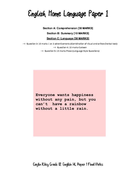 Image result for English Language Paper 1 Guide Grade 12