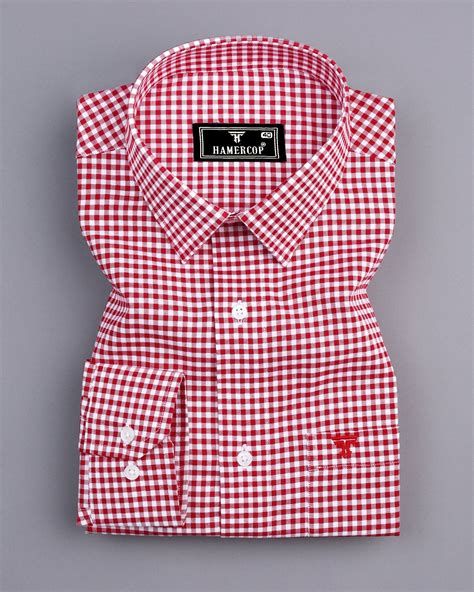 Red White Yarn Dyed Check Oxford Shirt | Hamercop