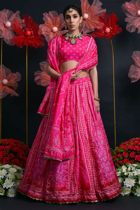 Buy Pink Bandhani Printed Lehenga Choli From Designer Lehenga Choli