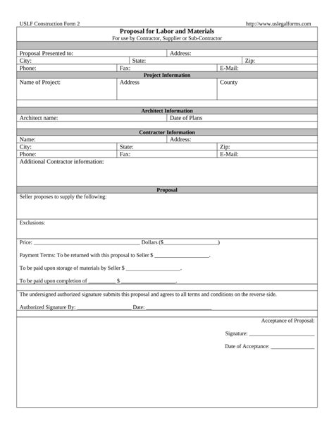 USLF Construction Form 2 Proposal - Fill Out, Sign & Share Online ...