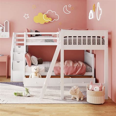 CITYLIGHT Twin Over Full L-Shaped Triple Bunk Bed India | Ubuy