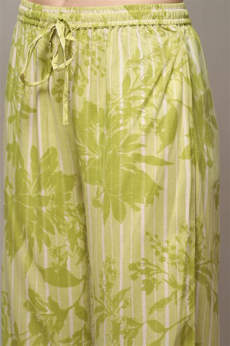 Green Rayon Straight Printed 3 Piece Set