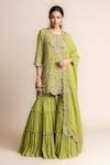 Buy Green Crepe, Canvas Mirrors, Sequins, Smocking Round Hand ...