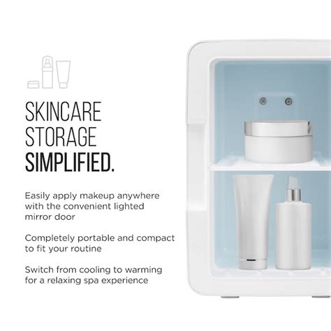 Chefman Chefman Portable Mirrored Beauty Fridge With LED Lighting, 6 ...