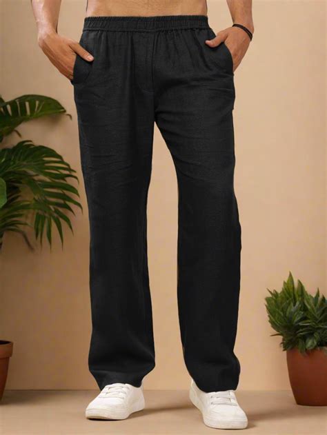 Black Pure Linen Casual Pants for Men – Linen Trail