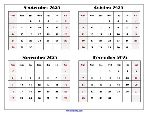August September October November December 2025 Calendar