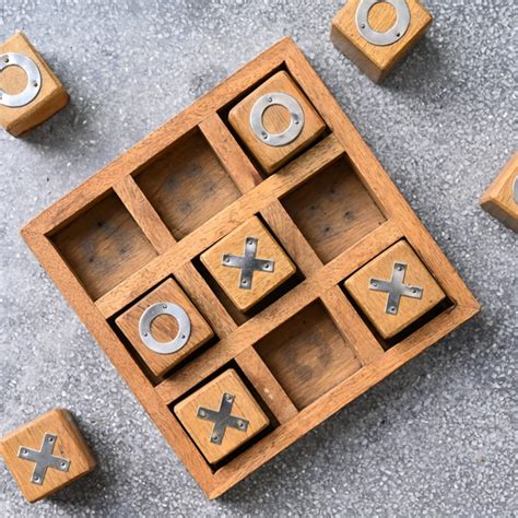 Dreamzberry Tic Tac Toe Wood Family Games, Play Classic Game Home Decor ...