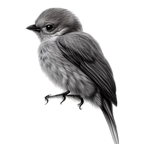 Black And White Bird Drawing PNG Free Stock Photo - Public Domain Pictures