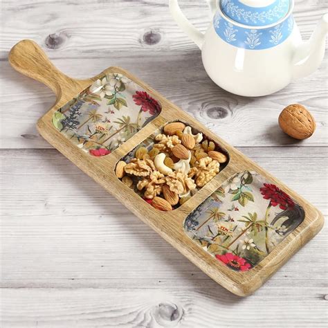 Buy INDIA CIRCUS March of the Blossoms Mango Wood Printed Compartment ...