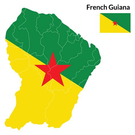 Map of French Guiana with national flag of French Guiana 40182400 PNG