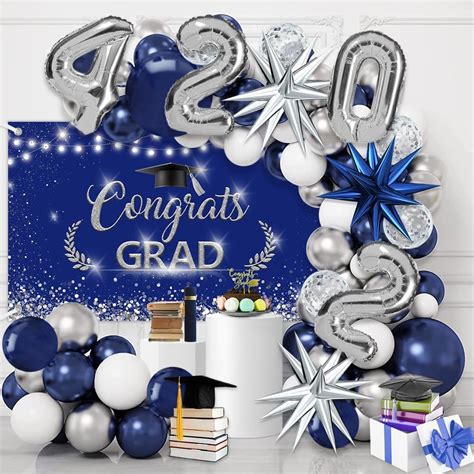 MEHOFOND Navy Blue and Silver Graduation Decorations India | Ubuy