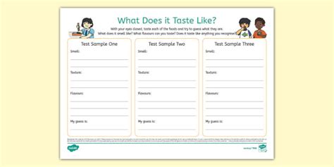 Image result for Taste Test Worksheet
