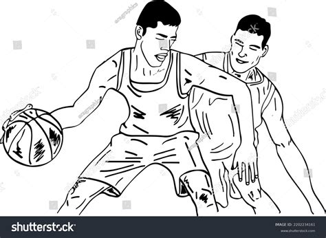 Basketball Player Ball Outline Vector Illustration Stock Vector ...