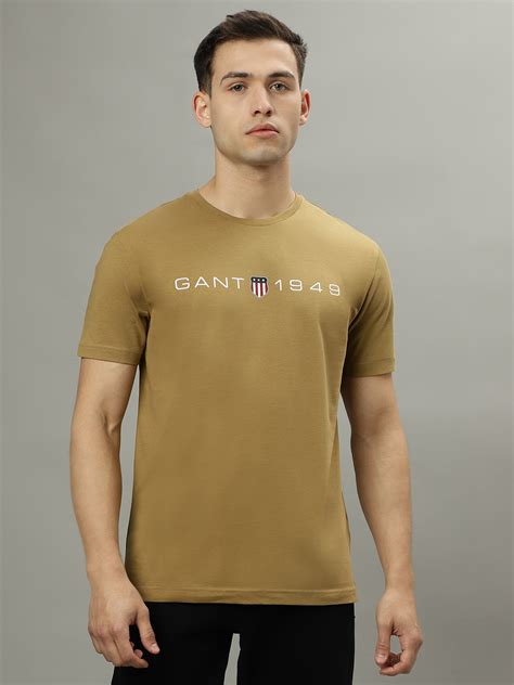 Shop Gant Beige Fashion Logo Regular Fit Tshirt - GANT India