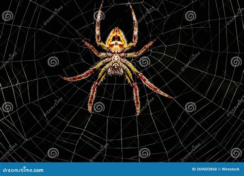 Tropical Orb-weaver Spider Sitting in Its Cobweb Waiting for a Prey ...