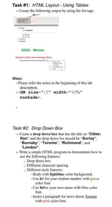 Image result for HTML Tablr Task