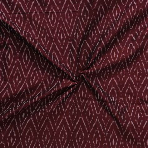 Pure Cotton Mercerised Ikkat Maroon With All Over Comb Weaves Woven Fa ...