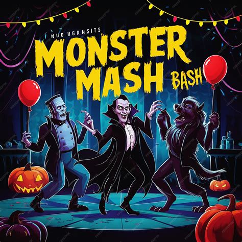 Monster Mash Bash Classic Halloween Monsters Frankenstein Dracula ...