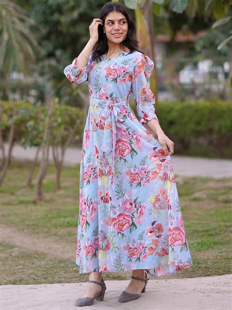 Sky Bloom Georgette Dress – BaSaKa