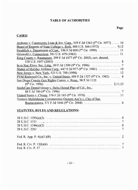 Eros Project: Brief for the Federal Appellees, Table of Authorities, pg.1