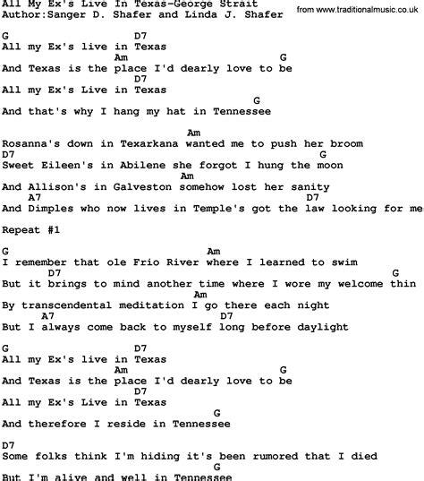 Country Music:All My Ex's Live In Texas-George Strait Lyrics and Chords