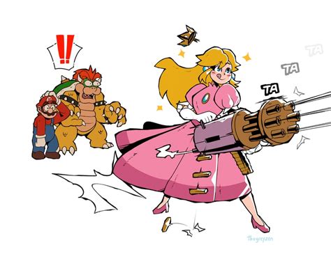 princess peach, mario, and bowser (mario) drawn by thegreyzen | Danbooru
