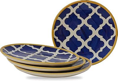 Buy Freakway Hand Glazed Floral Pattern Ceramic Quarter/Small Plates 7 ...