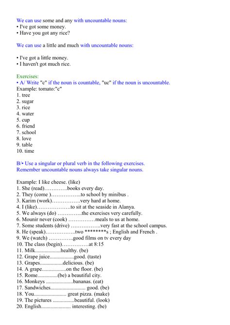 درس Countable and Uncountable Nouns للسنة الثالثة إعدادي | الصفحة 2 من ...