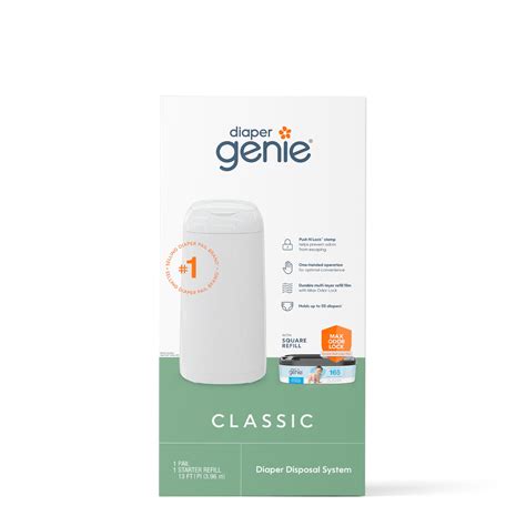 Diaper Genie Classic Pail Includes 1 Starter Square Refill That can ...