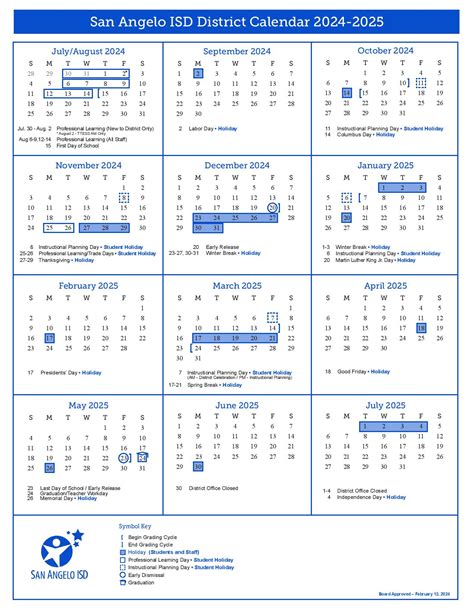 San Angelo Independent School District Calendar 2025-2026 - School ...