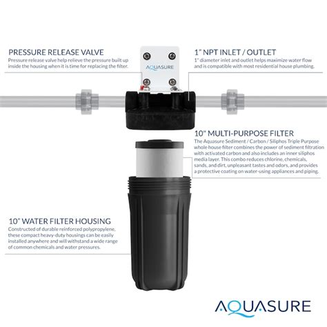 AQUASURE Fortitude V2 Siliphos Triple-stage 2-GPM Coconut Shell Carbon ...