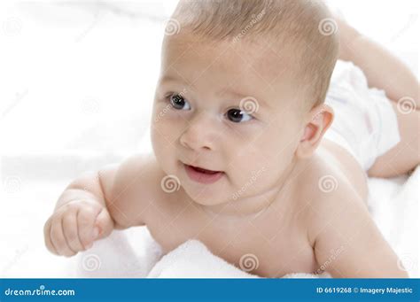 Cute Newborn Baby Boy Lying Stock Photo - Image of american, newborn ...