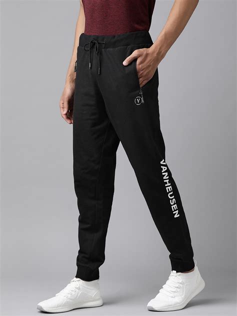 Van Heusen Flex Men Black Solid Regular Fit Joggers - Price History