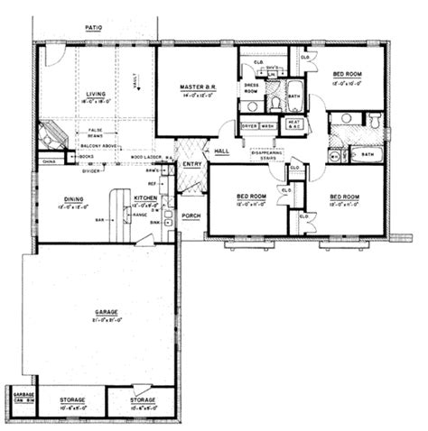 Ranch Style House Plan - 4 Beds 2 Baths 1500 Sq/Ft Plan #36-372 ...