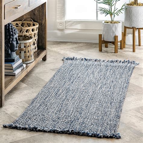 nuLOOM Festival Tassel 2 x 6 (ft) Loomed Polypropylene Blue Rectangular ...