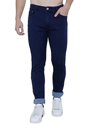 Buy Awack Dark Denim Blue Color Washed Regular Fit Mid Waist Light ...