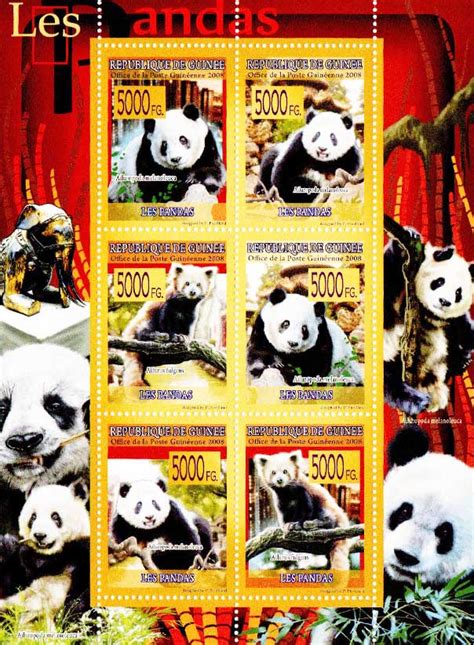 Guinee Giant Panda Bear Miniature Sheet With Stamp – Banknotecoinstamp