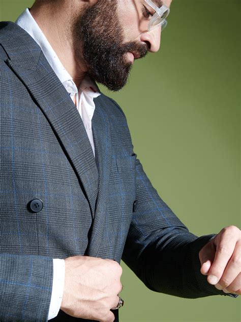 Buy MR BUTTON Grey Double Breasted Blazer For Men Online In India