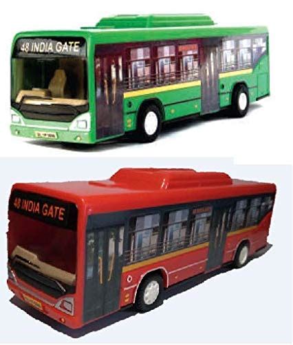 Buy JNT Low Floor CNG Bus | Pull Back Toys for Kids (Pack of 2 - Green ...